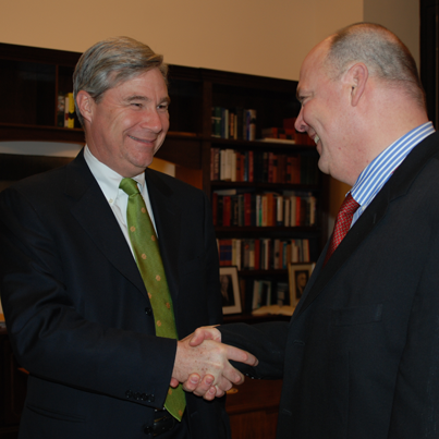 Sheldon Whitehouse Greets SOTU Guest, Grover Fugate