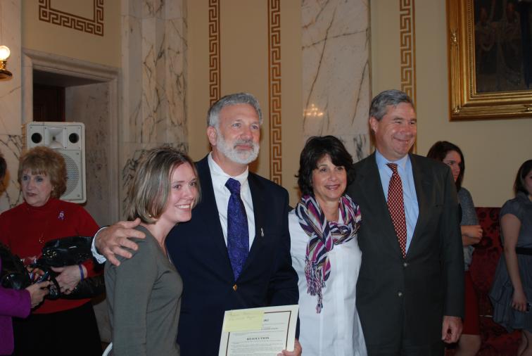 RI Coalition Against Domestic Violence Presents Sheldon with Champions for Change Award, Feb. 3, 2012